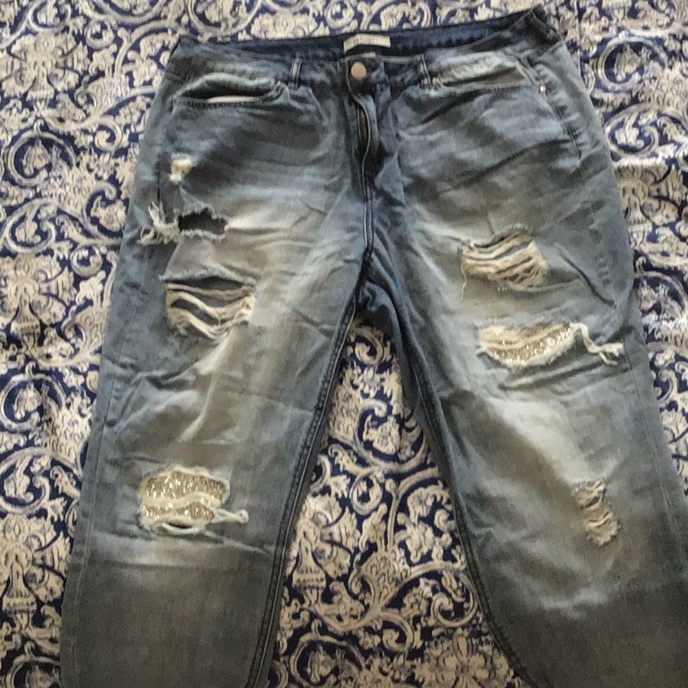 Medium wash Glitter Denim